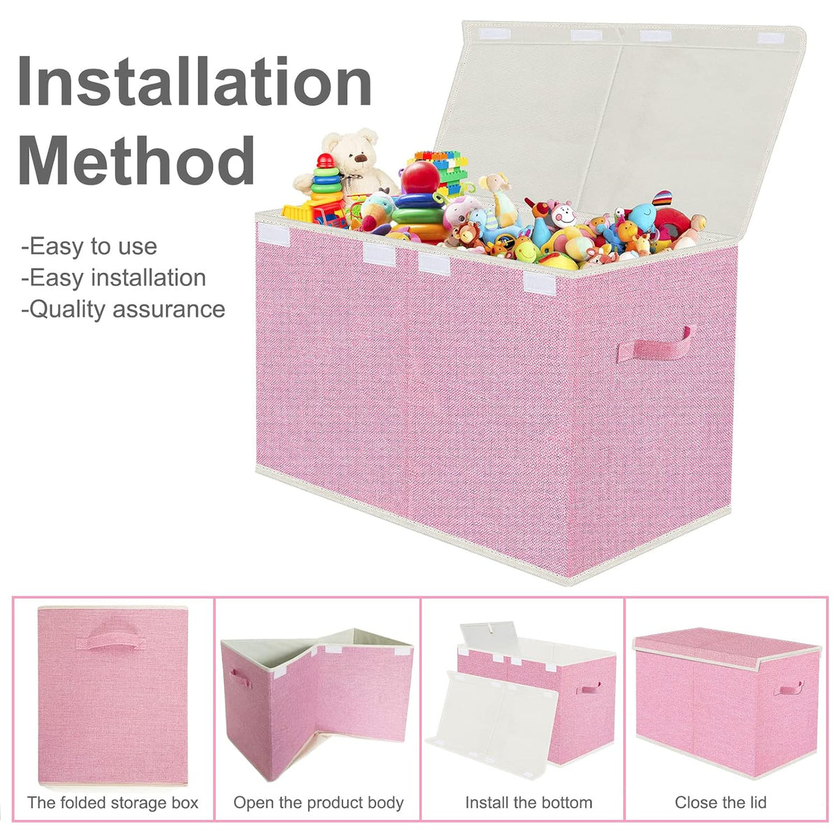 Collapsible Toy Storage Bin with Lid, 82L Large Capacity - Gray Neutral Space-Saving Organizer for Playroom, Bedroom & Nursery, Foldable Design
