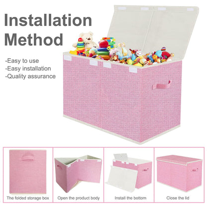 Collapsible Toy Storage Bin with Lid, 82L Large Capacity - Gray Neutral Space-Saving Organizer for Playroom, Bedroom & Nursery, Foldable Design