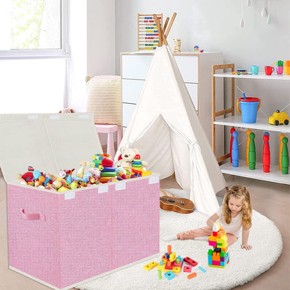 Collapsible Toy Storage Bin with Lid, 82L Large Capacity - Gray Neutral Space-Saving Organizer for Playroom, Bedroom & Nursery, Foldable Design