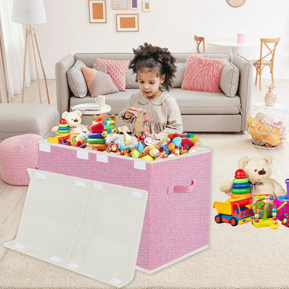 Collapsible Toy Storage Bin with Lid, 82L Large Capacity - Gray Neutral Space-Saving Organizer for Playroom, Bedroom & Nursery, Foldable Design