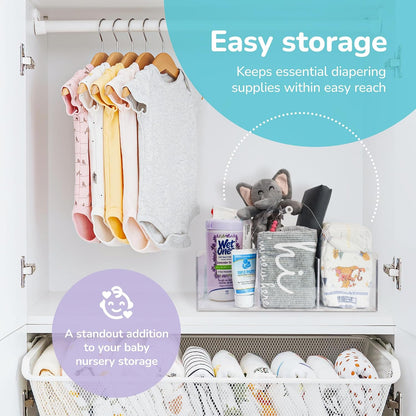 Acrylic Diaper Caddy Organizer - Stylish Portable Nursery Storage Basket with Handle & 3 Spacious Compartments - Perfect for Diapers, Wipes, Creams - Baby Shower & Nursery Must Haves