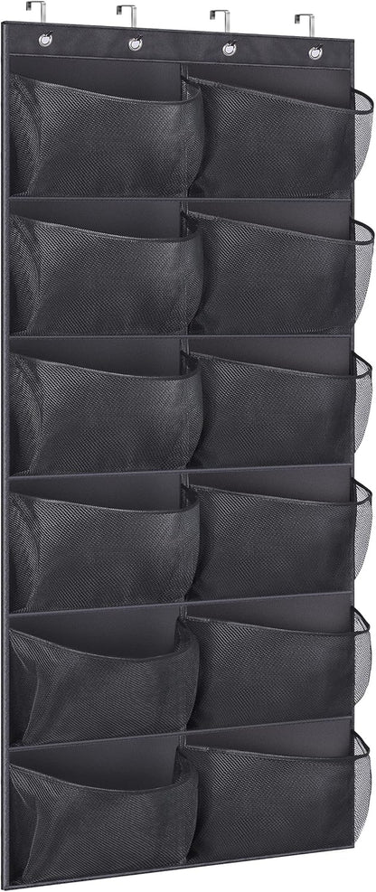 Over The Door Shoe Organizer 12 Large Mesh Pockets Boots Hanging Storage Shoe Rack for Closet White