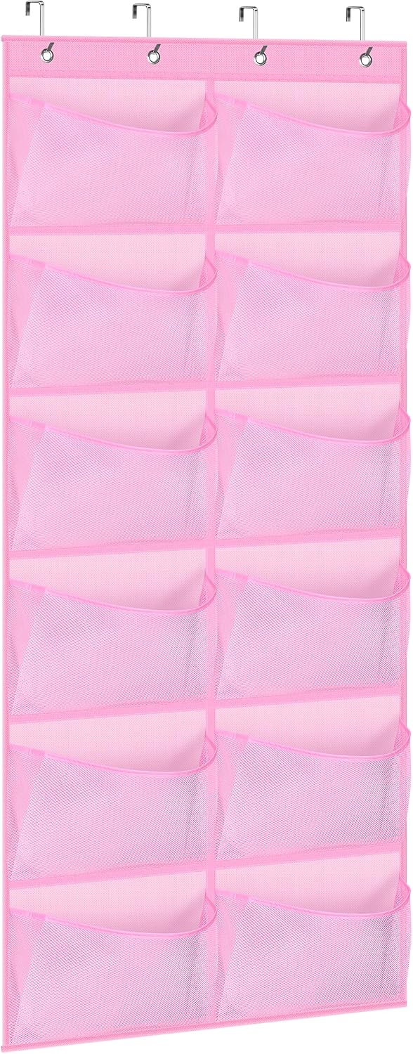 Over The Door Shoe Organizer 12 Large Mesh Pockets Boots Hanging Storage Shoe Rack for Closet White