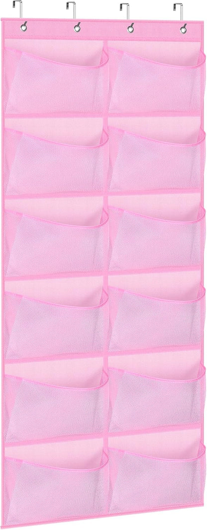 Over The Door Shoe Organizer 12 Large Mesh Pockets Boots Hanging Storage Shoe Rack for Closet White