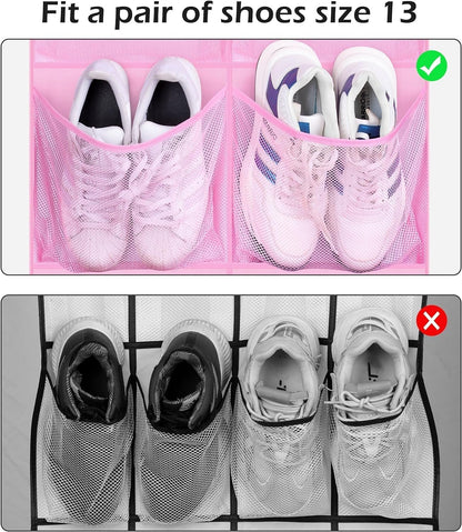 Over The Door Shoe Organizer 12 Large Mesh Pockets Boots Hanging Storage Shoe Rack for Closet White