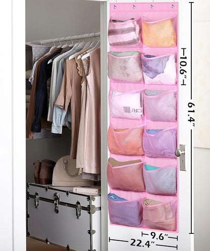 Over The Door Shoe Organizer 12 Large Mesh Pockets Boots Hanging Storage Shoe Rack for Closet White