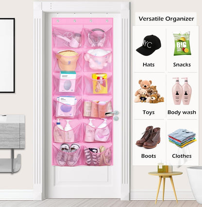 Over The Door Shoe Organizer 12 Large Mesh Pockets Boots Hanging Storage Shoe Rack for Closet White