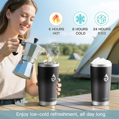 Insulated Travel Coffee Tumbler 20oz, Detachable Spill-Proof Lid | Stainless Steel Reusable Coffee Mug with Thorough Clean Slider Lid Fits Most Car Cup Holder & BPA Free