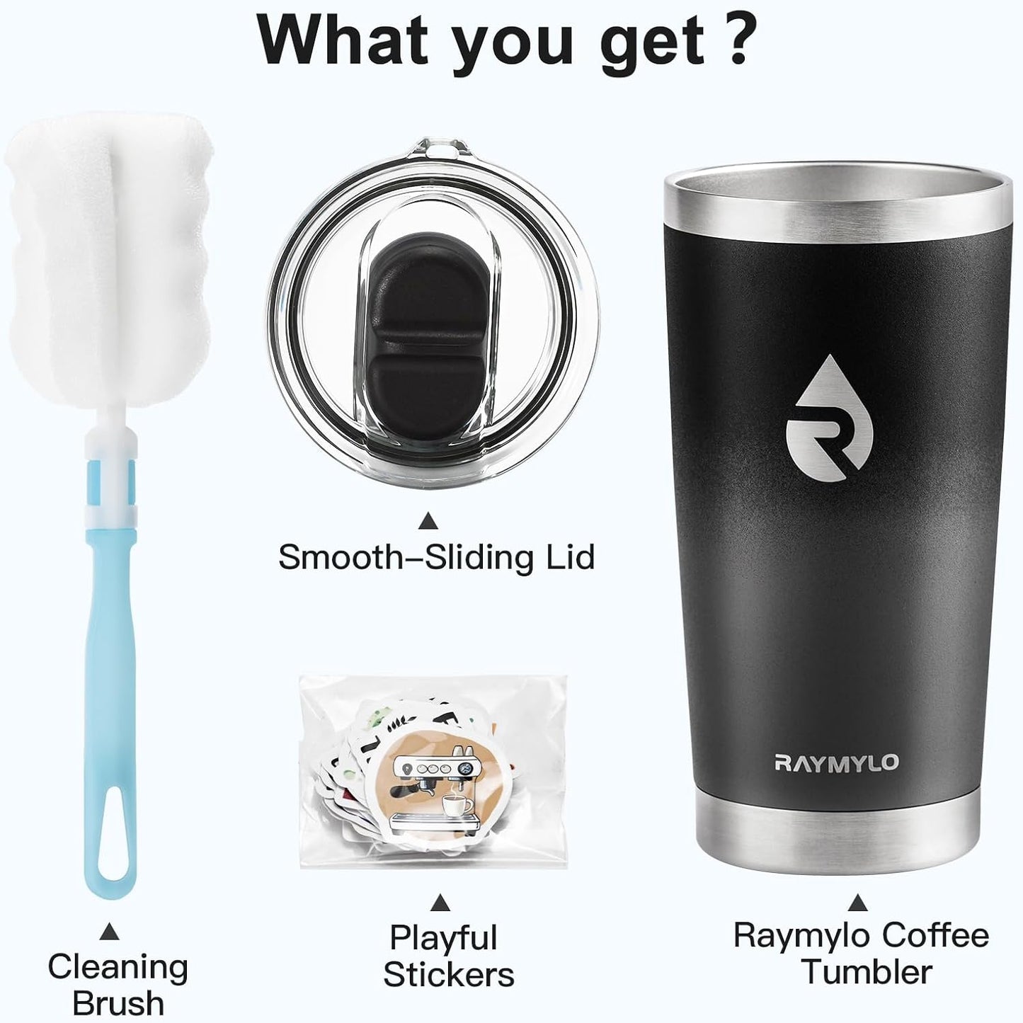 Insulated Travel Coffee Tumbler 20oz, Detachable Spill-Proof Lid | Stainless Steel Reusable Coffee Mug with Thorough Clean Slider Lid Fits Most Car Cup Holder & BPA Free