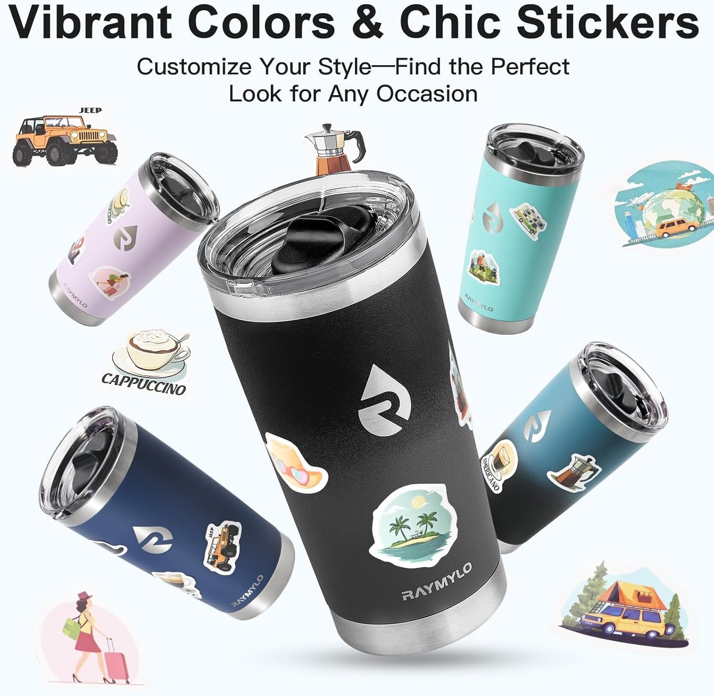 Insulated Travel Coffee Tumbler 20oz, Detachable Spill-Proof Lid | Stainless Steel Reusable Coffee Mug with Thorough Clean Slider Lid Fits Most Car Cup Holder & BPA Free