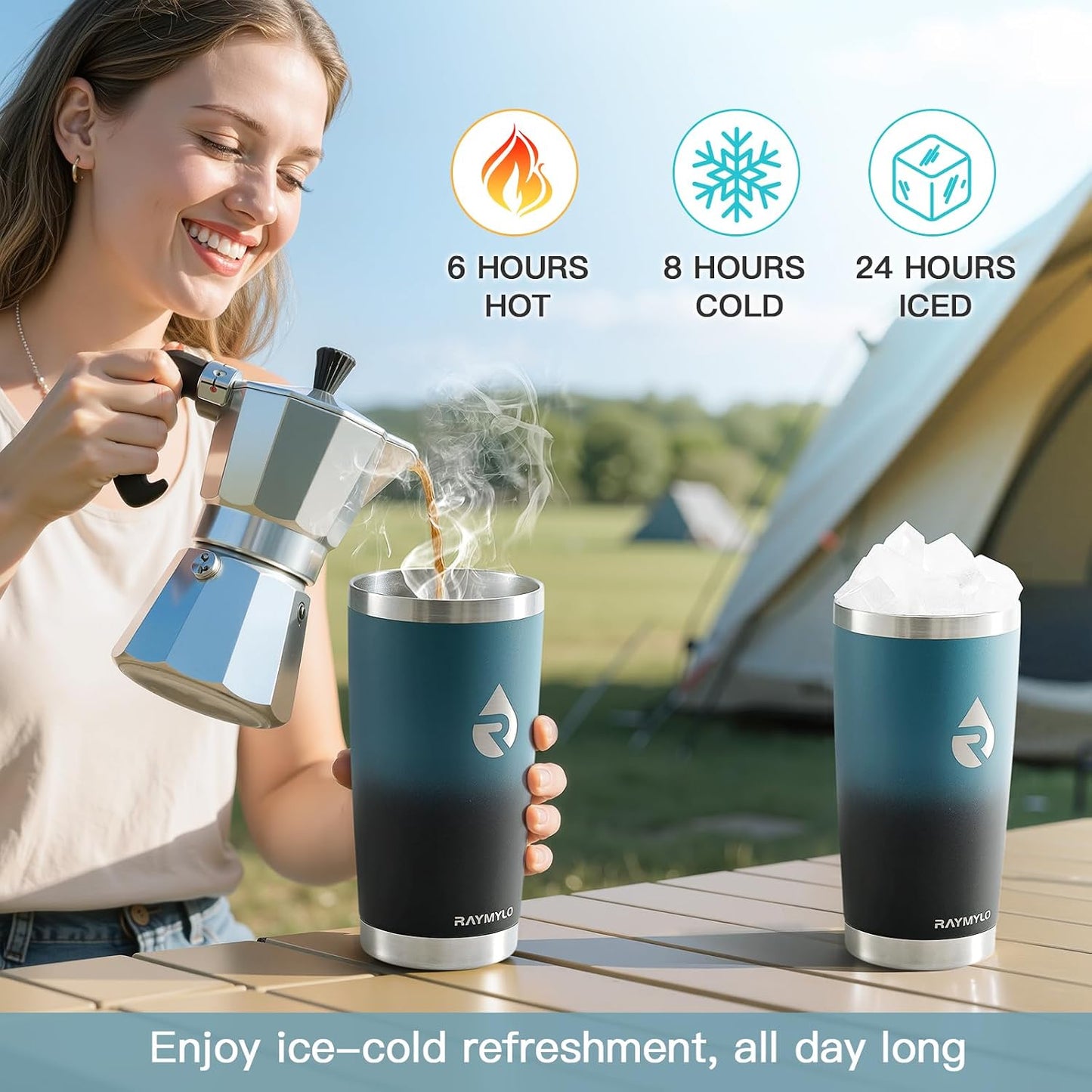 Insulated Travel Coffee Tumbler 20oz, Detachable Spill-Proof Lid | Stainless Steel Reusable Coffee Mug with Thorough Clean Slider Lid Fits Most Car Cup Holder & BPA Free