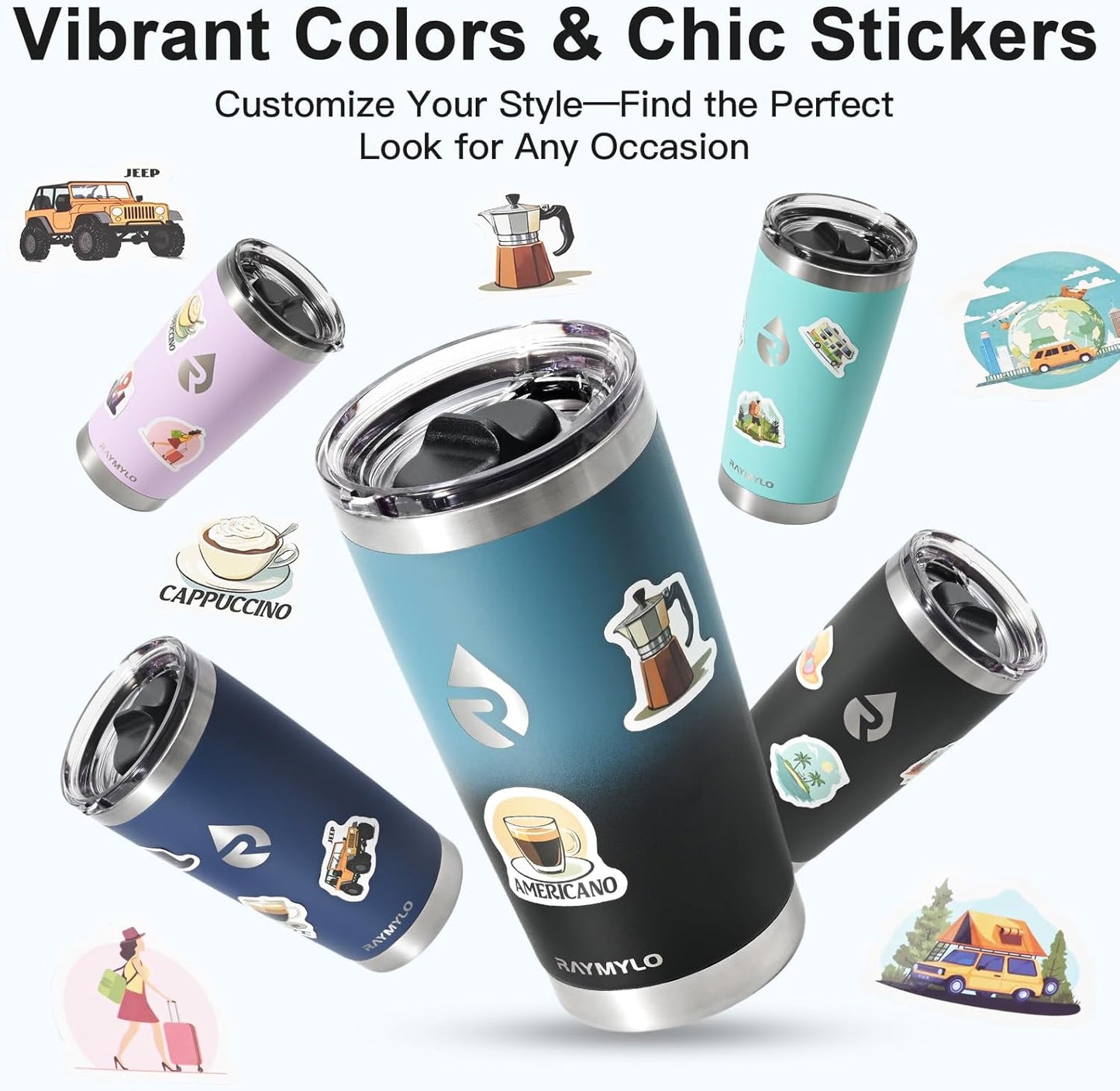 Insulated Travel Coffee Tumbler 20oz, Detachable Spill-Proof Lid | Stainless Steel Reusable Coffee Mug with Thorough Clean Slider Lid Fits Most Car Cup Holder & BPA Free
