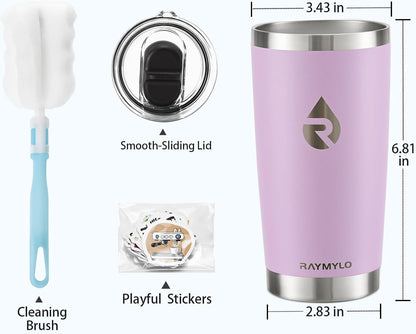 Insulated Travel Coffee Tumbler 20oz, Detachable Spill-Proof Lid | Stainless Steel Reusable Coffee Mug with Thorough Clean Slider Lid Fits Most Car Cup Holder & BPA Free