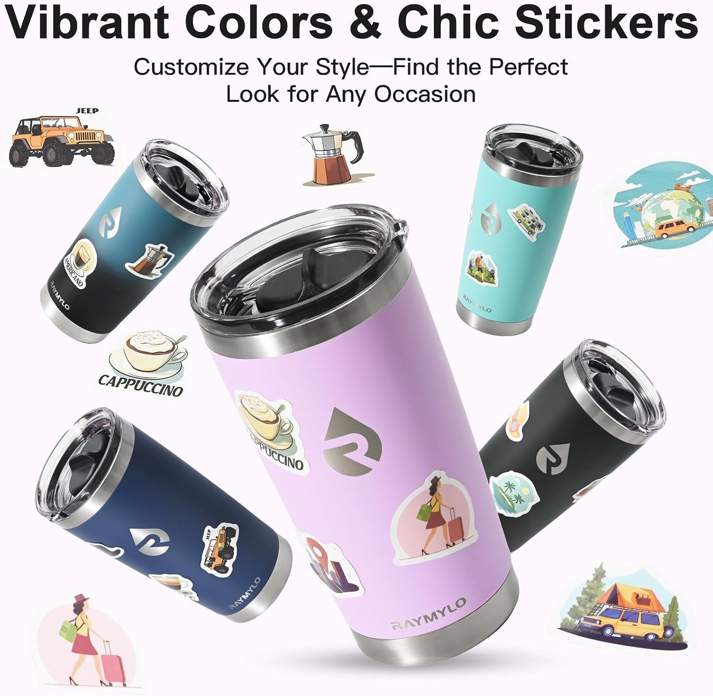 Insulated Travel Coffee Tumbler 20oz, Detachable Spill-Proof Lid | Stainless Steel Reusable Coffee Mug with Thorough Clean Slider Lid Fits Most Car Cup Holder & BPA Free