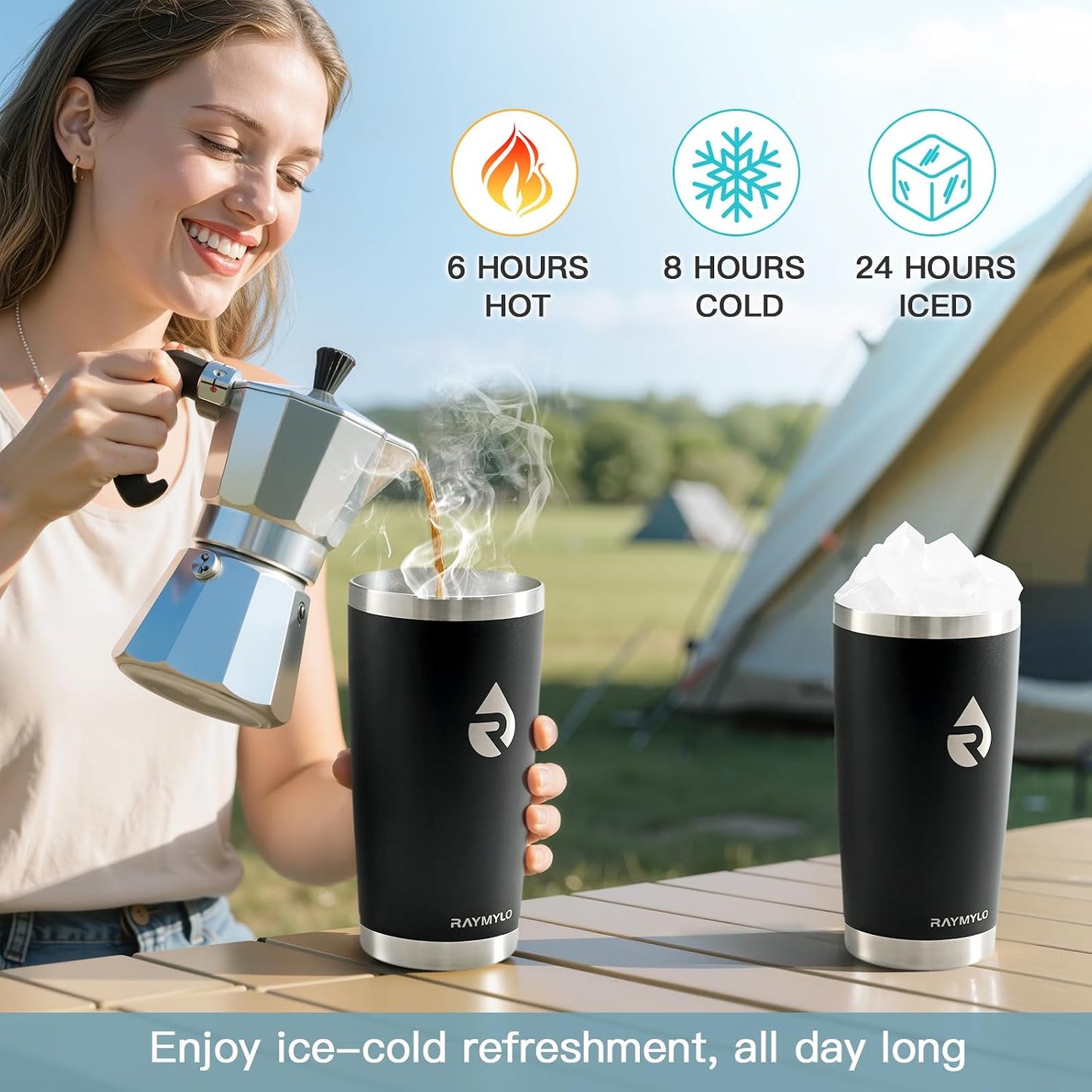 Insulated Travel Coffee Tumbler 20oz, Detachable Spill-Proof Lid | Stainless Steel Reusable Coffee Mug with Thorough Clean Slider Lid Fits Most Car Cup Holder & BPA Free