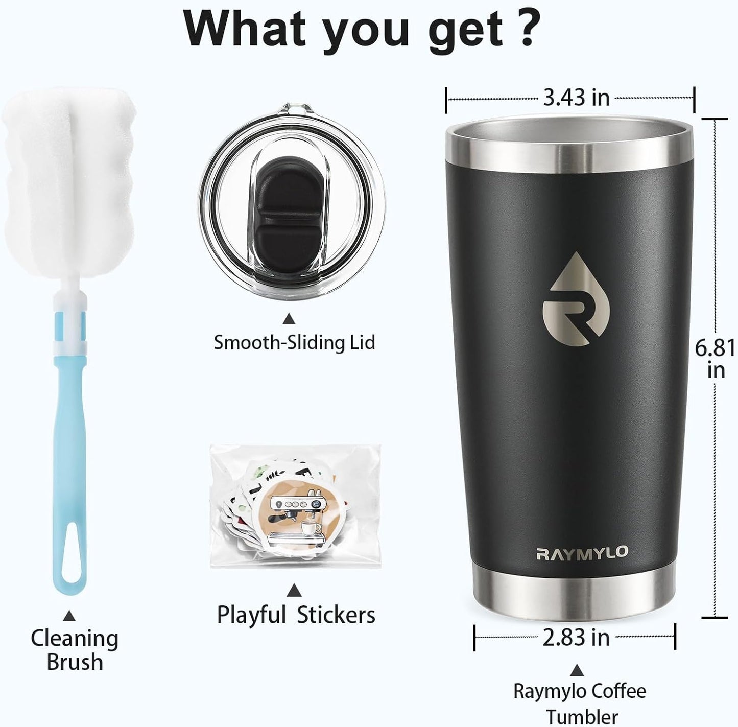 Insulated Travel Coffee Tumbler 20oz, Detachable Spill-Proof Lid | Stainless Steel Reusable Coffee Mug with Thorough Clean Slider Lid Fits Most Car Cup Holder & BPA Free
