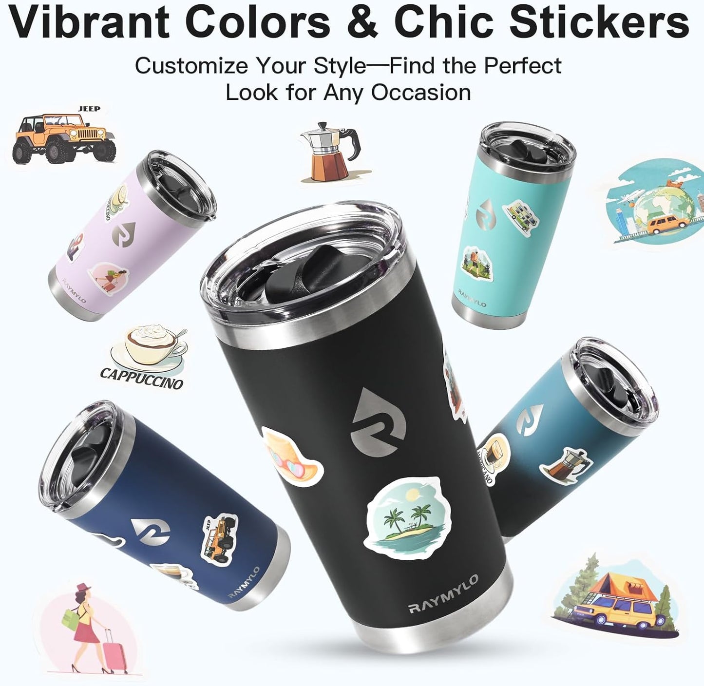 Insulated Travel Coffee Tumbler 20oz, Detachable Spill-Proof Lid | Stainless Steel Reusable Coffee Mug with Thorough Clean Slider Lid Fits Most Car Cup Holder & BPA Free