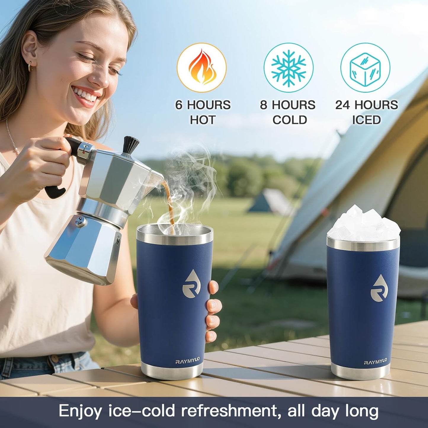 Insulated Travel Coffee Tumbler 20oz, Detachable Spill-Proof Lid | Stainless Steel Reusable Coffee Mug with Thorough Clean Slider Lid Fits Most Car Cup Holder & BPA Free