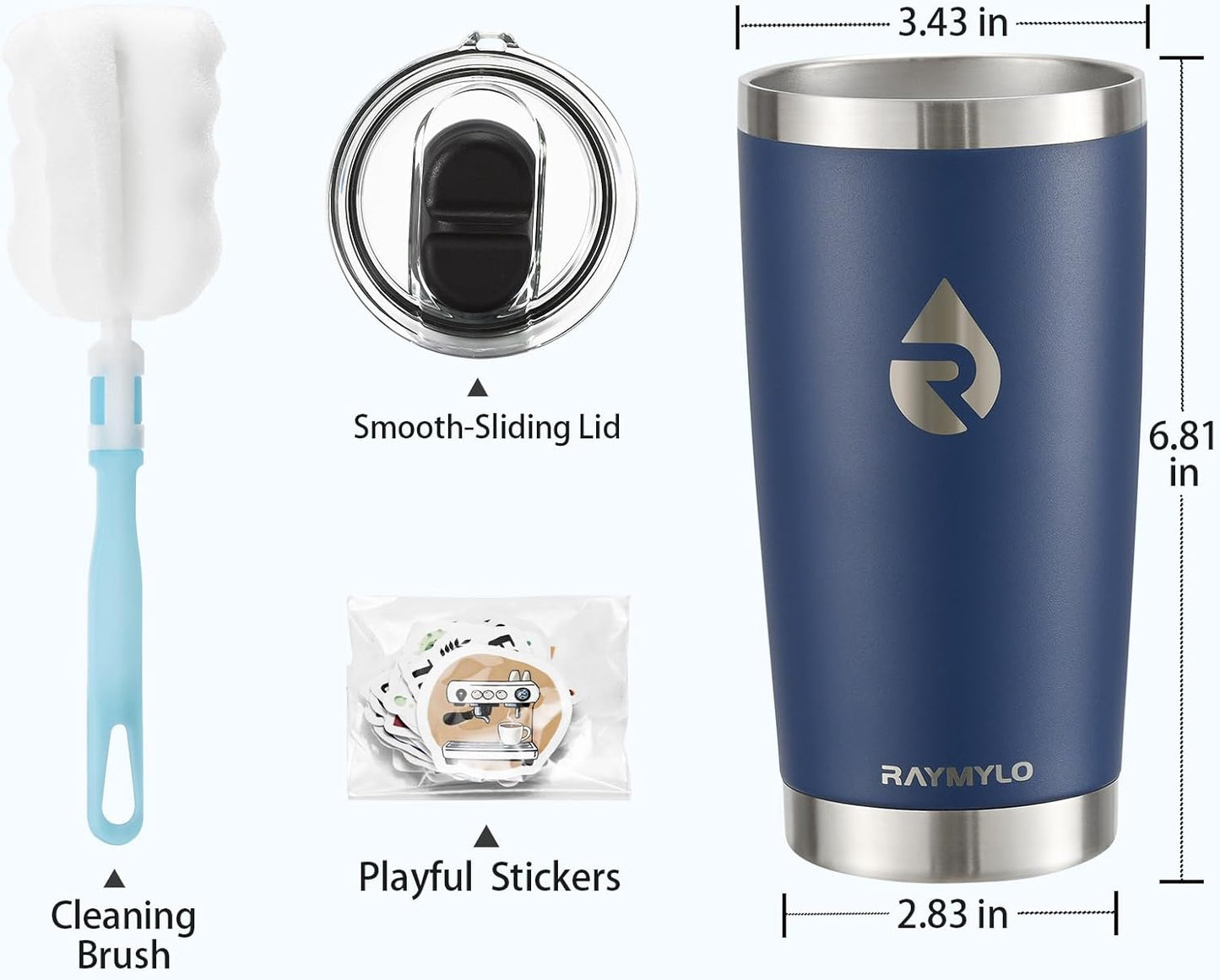 Insulated Travel Coffee Tumbler 20oz, Detachable Spill-Proof Lid | Stainless Steel Reusable Coffee Mug with Thorough Clean Slider Lid Fits Most Car Cup Holder & BPA Free