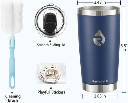 Insulated Travel Coffee Tumbler 20oz, Detachable Spill-Proof Lid | Stainless Steel Reusable Coffee Mug with Thorough Clean Slider Lid Fits Most Car Cup Holder & BPA Free