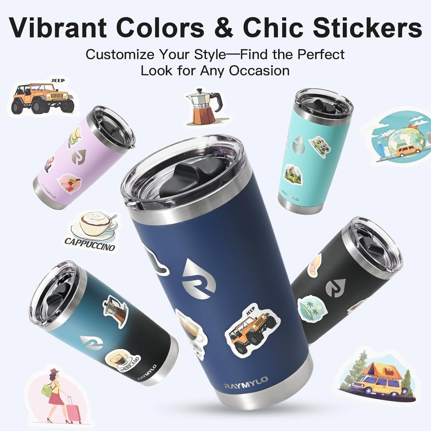 Insulated Travel Coffee Tumbler 20oz, Detachable Spill-Proof Lid | Stainless Steel Reusable Coffee Mug with Thorough Clean Slider Lid Fits Most Car Cup Holder & BPA Free