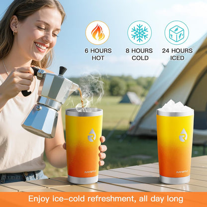 Insulated Travel Coffee Tumbler 20oz, Detachable Spill-Proof Lid | Stainless Steel Reusable Coffee Mug with Thorough Clean Slider Lid Fits Most Car Cup Holder & BPA Free
