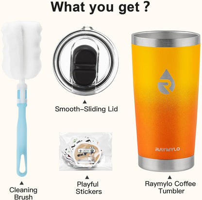 Insulated Travel Coffee Tumbler 20oz, Detachable Spill-Proof Lid | Stainless Steel Reusable Coffee Mug with Thorough Clean Slider Lid Fits Most Car Cup Holder & BPA Free