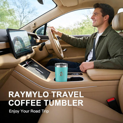 Insulated Travel Coffee Tumbler 20oz, Detachable Spill-Proof Lid | Stainless Steel Reusable Coffee Mug with Thorough Clean Slider Lid Fits Most Car Cup Holder & BPA Free