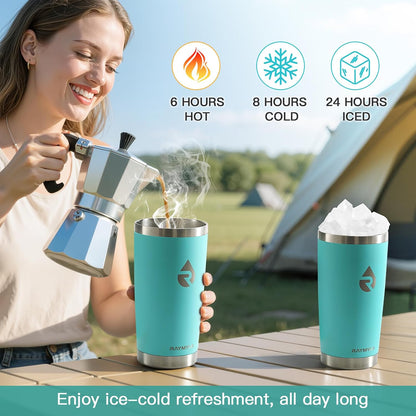 Insulated Travel Coffee Tumbler 20oz, Detachable Spill-Proof Lid | Stainless Steel Reusable Coffee Mug with Thorough Clean Slider Lid Fits Most Car Cup Holder & BPA Free