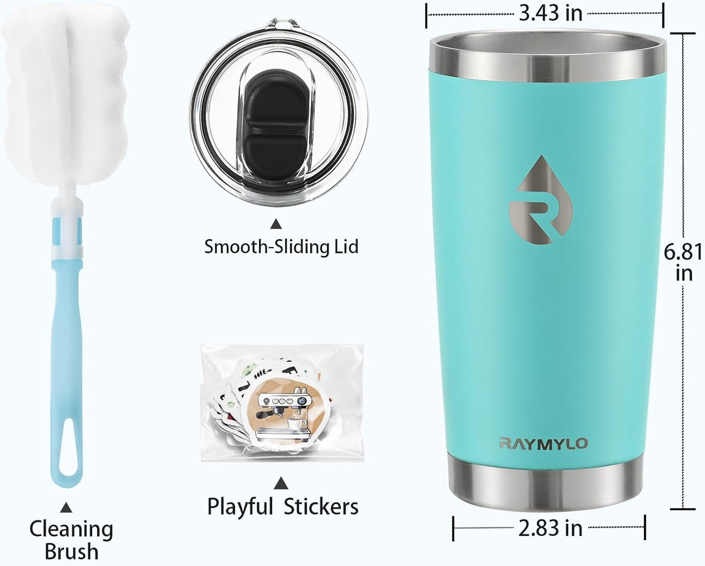 Insulated Travel Coffee Tumbler 20oz, Detachable Spill-Proof Lid | Stainless Steel Reusable Coffee Mug with Thorough Clean Slider Lid Fits Most Car Cup Holder & BPA Free