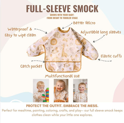 25PCS Ultimate Silicone Baby Feeding Set, Complete Mealtime Baby-Led Weaning Essentials From Infant To Toddler, Bib, Smock, Sippy Cup, Dry Wet Bag, Placemat, Perfect Premium Gift Set (Beige)