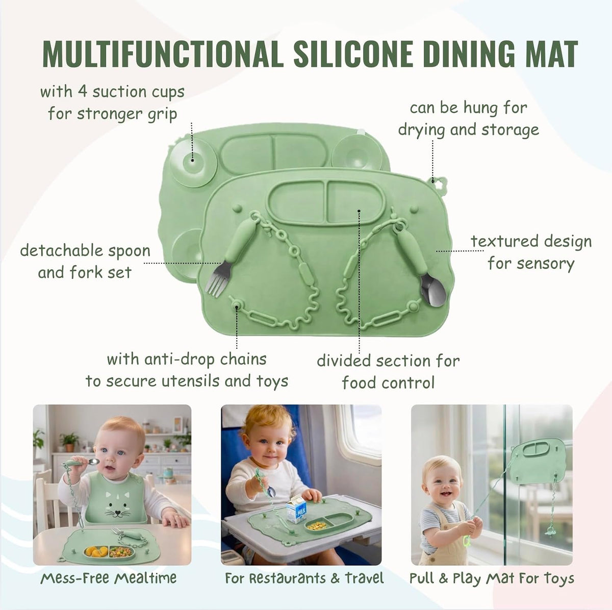 25PCS Ultimate Silicone Baby Feeding Set, Complete Mealtime Baby-Led Weaning Essentials From Infant To Toddler, Bib, Smock, Sippy Cup, Dry Wet Bag, Placemat, Perfect Premium Gift Set (Beige)