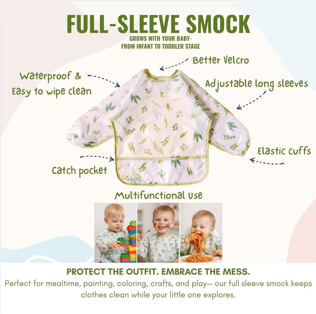 25PCS Ultimate Silicone Baby Feeding Set, Complete Mealtime Baby-Led Weaning Essentials From Infant To Toddler, Bib, Smock, Sippy Cup, Dry Wet Bag, Placemat, Perfect Premium Gift Set (Beige)
