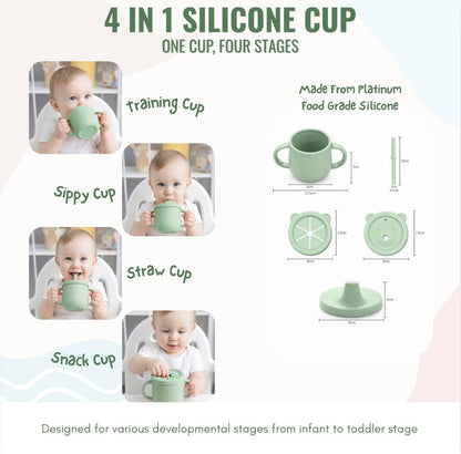 25PCS Ultimate Silicone Baby Feeding Set, Complete Mealtime Baby-Led Weaning Essentials From Infant To Toddler, Bib, Smock, Sippy Cup, Dry Wet Bag, Placemat, Perfect Premium Gift Set (Beige)
