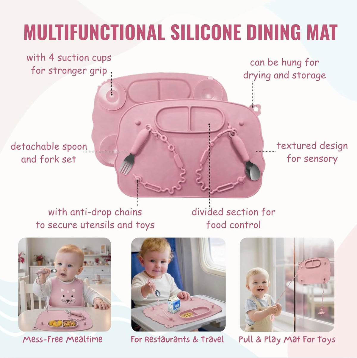 25PCS Ultimate Silicone Baby Feeding Set, Complete Mealtime Baby-Led Weaning Essentials From Infant To Toddler, Bib, Smock, Sippy Cup, Dry Wet Bag, Placemat, Perfect Premium Gift Set (Beige)