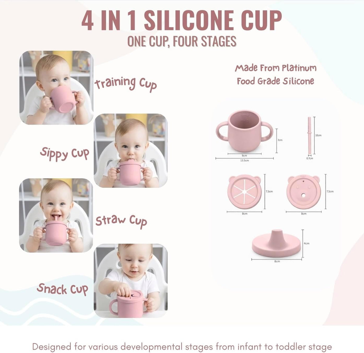 25PCS Ultimate Silicone Baby Feeding Set, Complete Mealtime Baby-Led Weaning Essentials From Infant To Toddler, Bib, Smock, Sippy Cup, Dry Wet Bag, Placemat, Perfect Premium Gift Set (Beige)