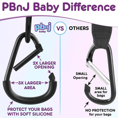 Stroller Clips, Large Hooks for Diaper Bags and Purse, 2 Pack