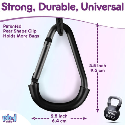 Stroller Clips, Large Hooks for Diaper Bags and Purse, 2 Pack