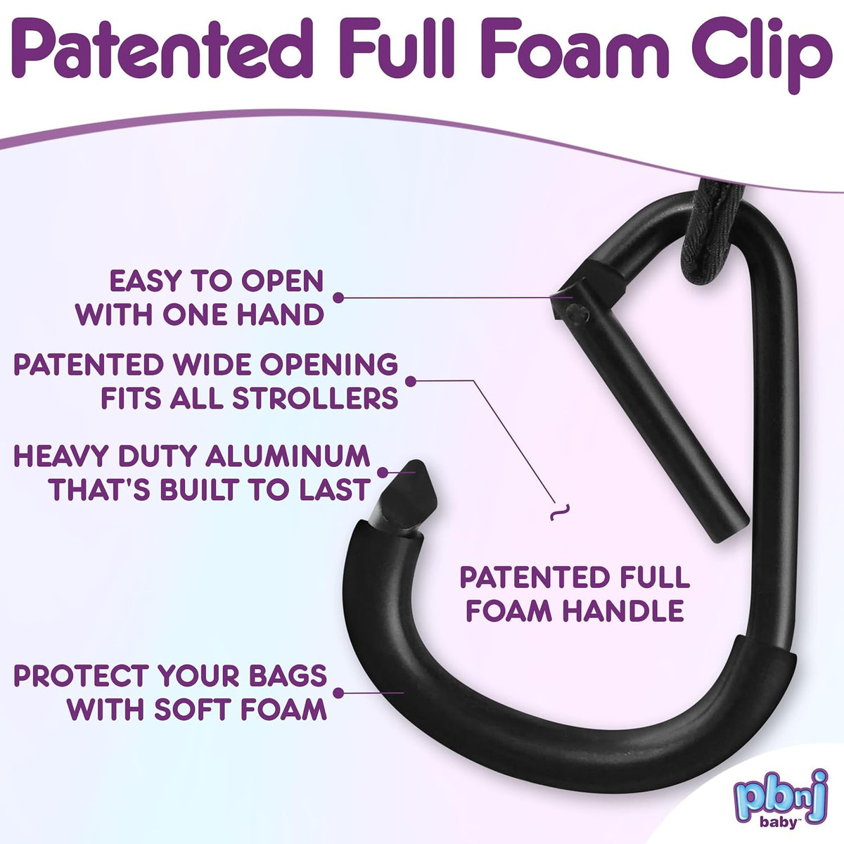 Stroller Clips, Large Hooks for Diaper Bags and Purse, 2 Pack