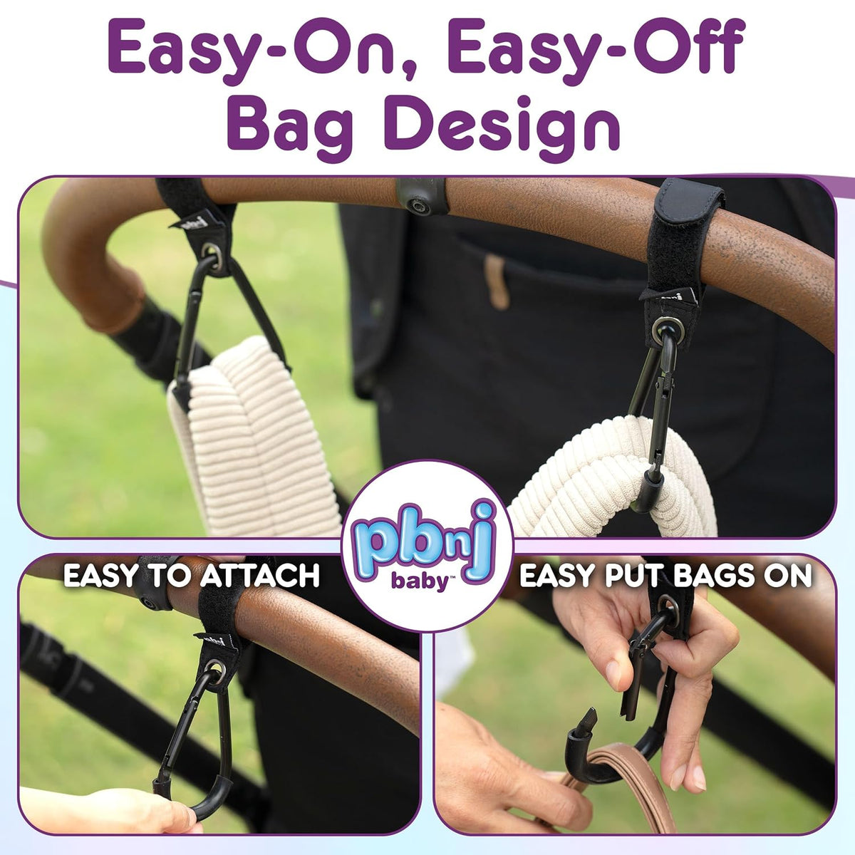 Stroller Clips, Large Hooks for Diaper Bags and Purse, 2 Pack