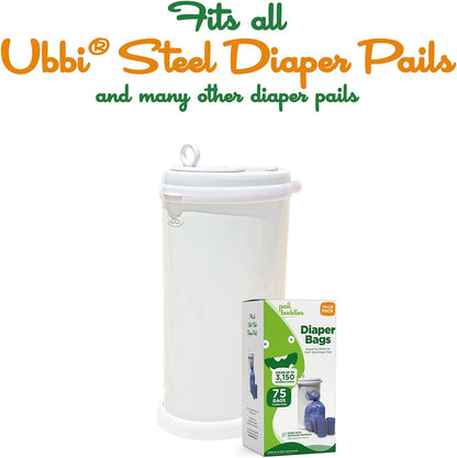 Diaper Pail Refill Bags for Ubbi, 75 Count, Odor Control, Tear-Resistant