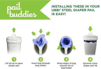 Diaper Pail Refill Bags for Ubbi, 75 Count, Odor Control, Tear-Resistant