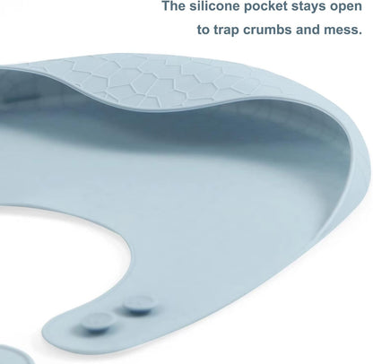 3 Pack Super Light Silicone Baby Bib for Boys Girls| Waterproof Baby Bibs with Pocket Food Catcher, Soft Adjustable Silicone Feeding Bibs