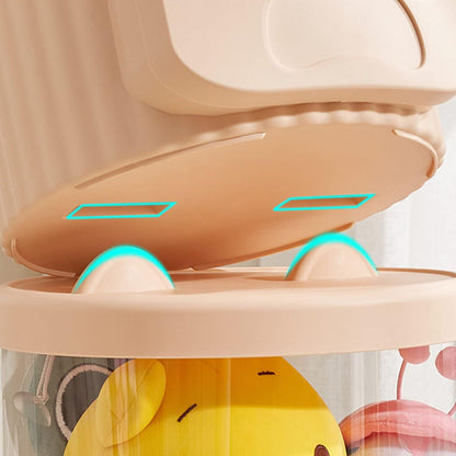 Toy Storage Container PET Transparent Cylinder Plush Toy Display Bucket PP Lid Home Organization (White)