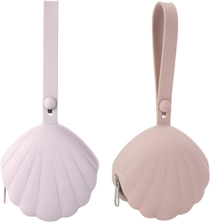 Silicone Pacifier Holder Case, Portable Leakproof Design Baby Pacifier Storage Case, BPA Free, Easy Clean, 2 Pack (Dusty Lilac+Blush)