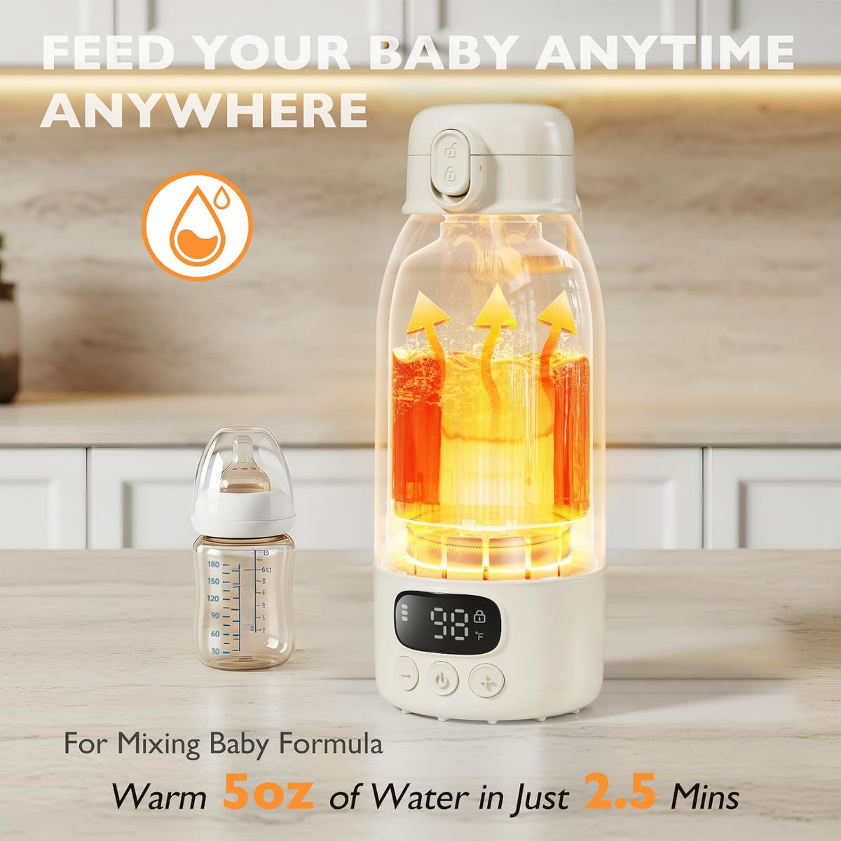 Portable Bottle Warmer for Travel, 17oz Water Heater