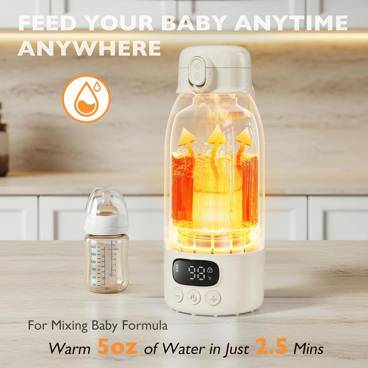 Portable Bottle Warmer for Travel, 17oz Water Heater