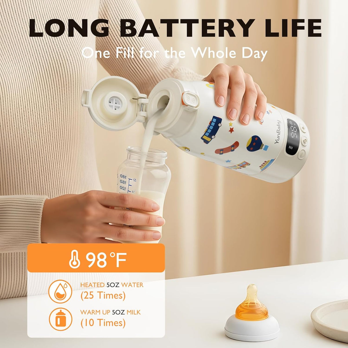 Portable Bottle Warmer for Travel, 17oz Water Heater