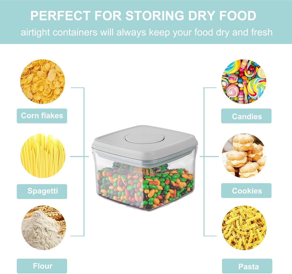 Formula Container Formula Dispenser Airtight Food Storage Containers One Button Handy 650g / 1.5qt Milk Powder for Cereal Flour Pasta Snack Rice Sugar (1, 1500, Milliliters)