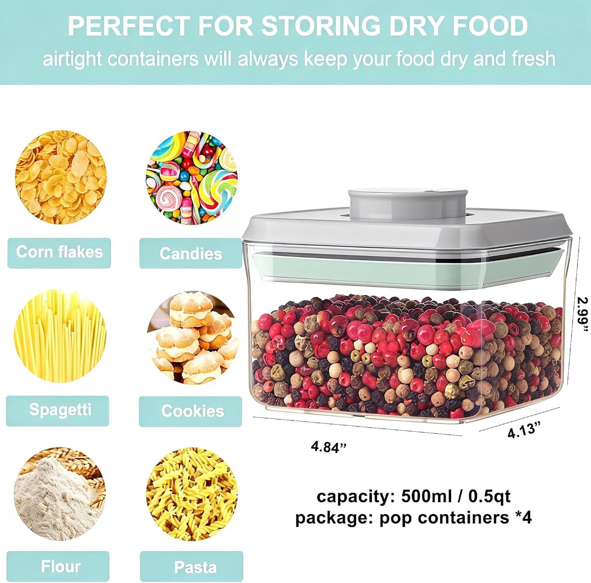 Formula Container Formula Dispenser Airtight Food Storage Containers One Button Handy 650g / 1.5qt Milk Powder for Cereal Flour Pasta Snack Rice Sugar (1, 1500, Milliliters)